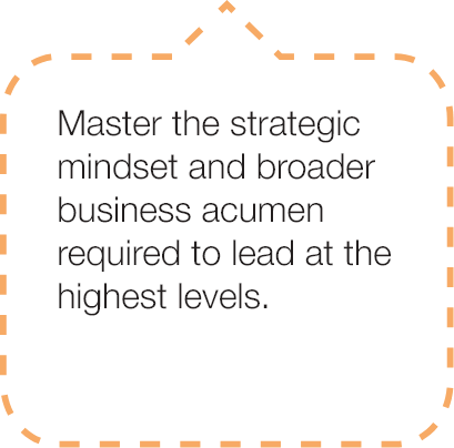 master the strategic mindset and broader business acumen required to lead at the highest levels